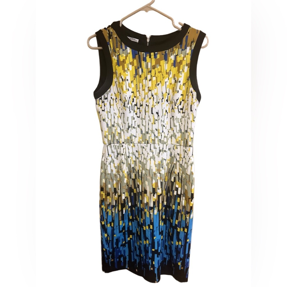 Maggy London Yellow and Blue Midi Dress